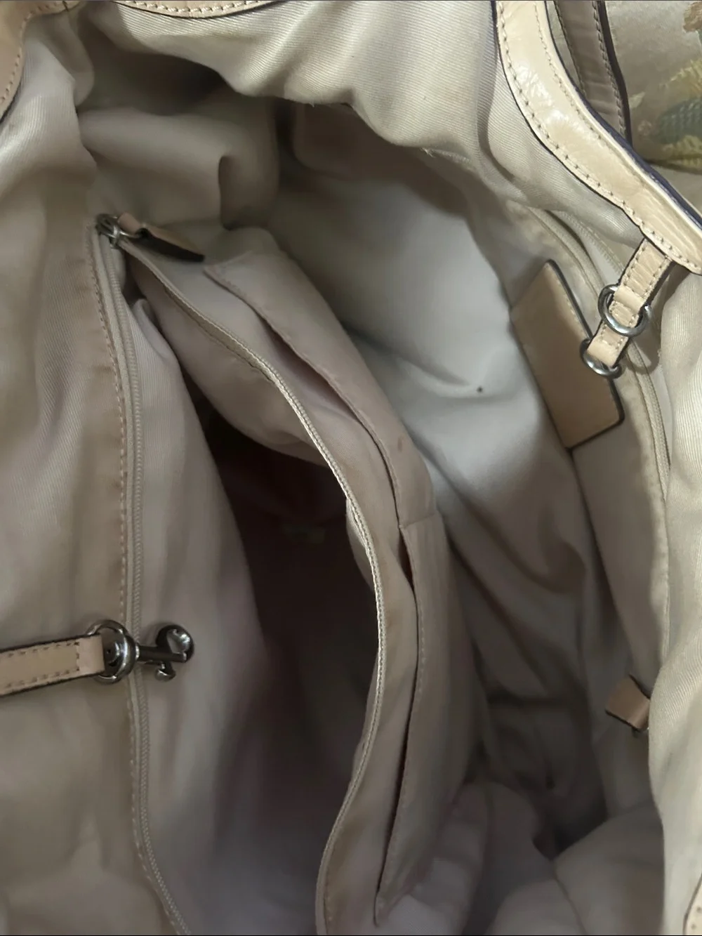 Coach Beige Signature Canvas Tote with Pink Center Panel